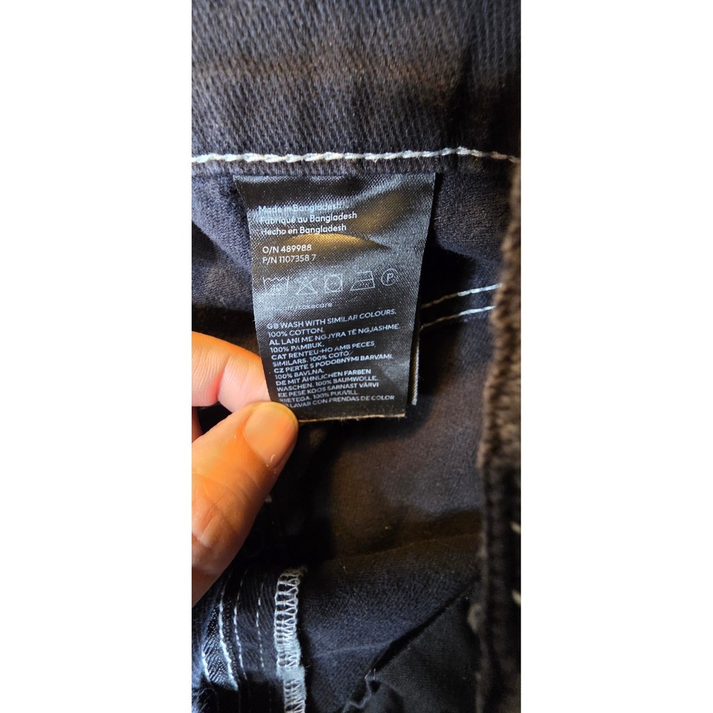 HM Divided Black Cargo Pants White Contrast Stitch Wide Leg Utility Jeans Size 4 - Picture 9 of 11
